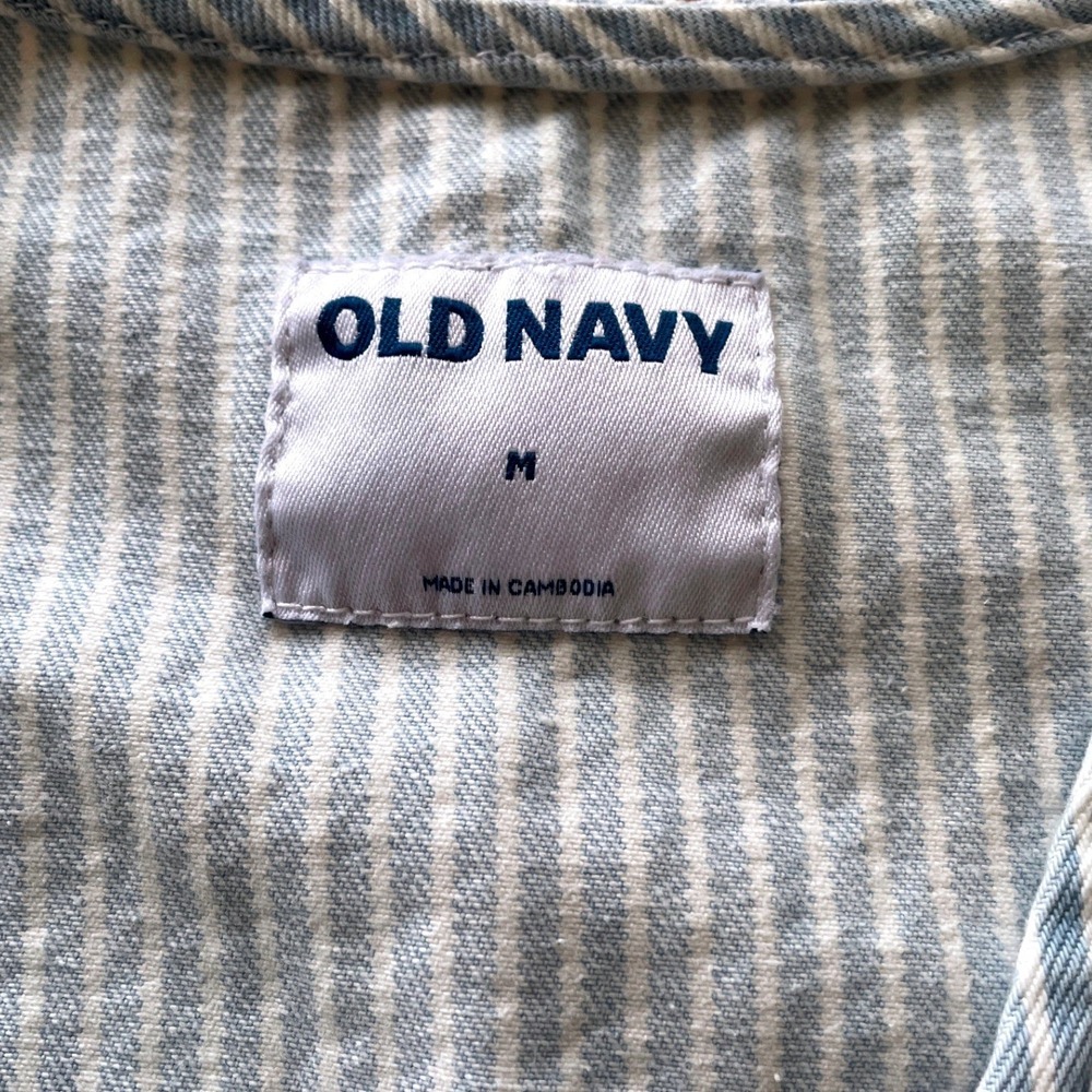 Old Navy Railroad Stripe Button Front Vest 100% Cotton Women's Medium - Picture 4 of 9